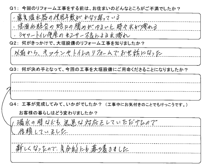   水まわりが新しくなったので、気分的にも落ち着きました。